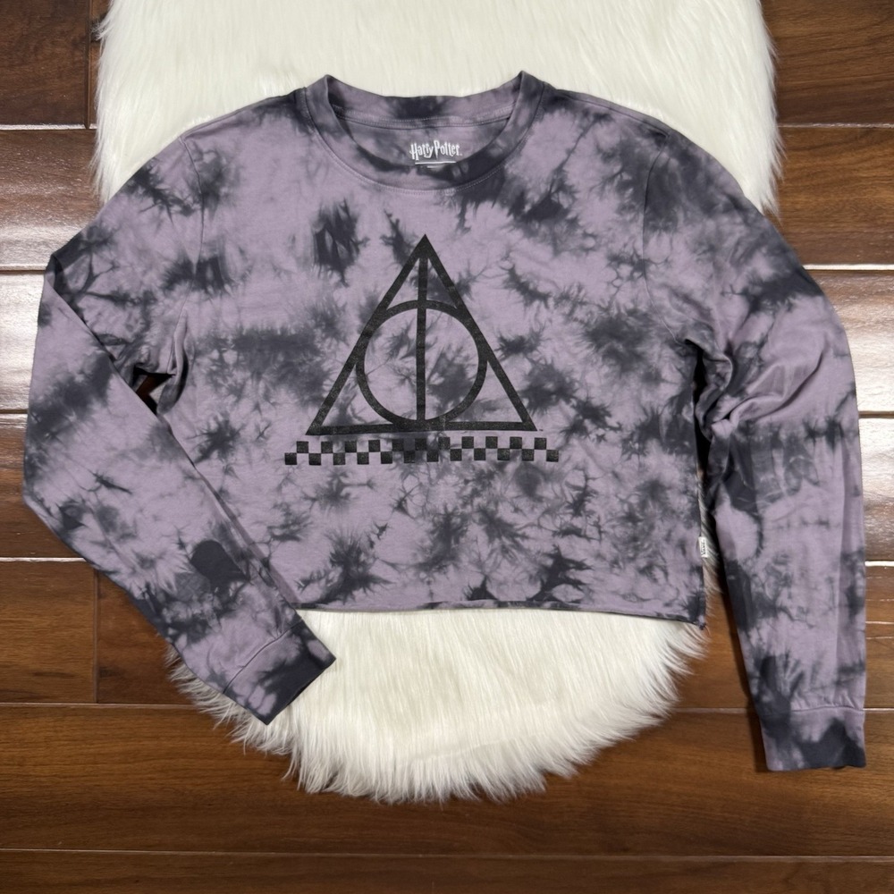 Harry Potter Vans Women's Large Purple Deathly Hallows‎ Crop T Shirt Long Sleeve